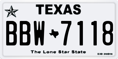 TX license plate BBW7118