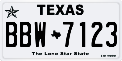 TX license plate BBW7123
