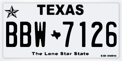TX license plate BBW7126