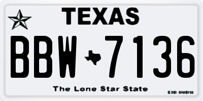 TX license plate BBW7136