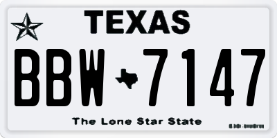 TX license plate BBW7147