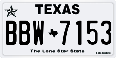 TX license plate BBW7153