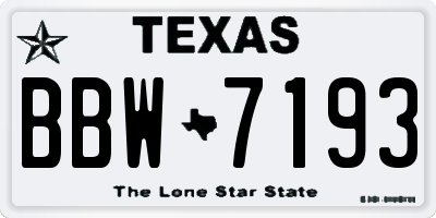 TX license plate BBW7193