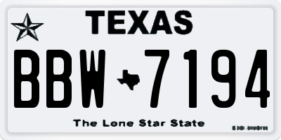 TX license plate BBW7194