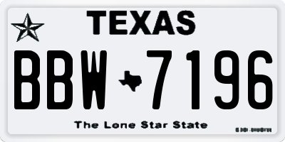 TX license plate BBW7196