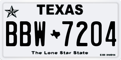 TX license plate BBW7204