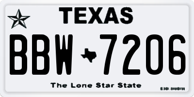 TX license plate BBW7206