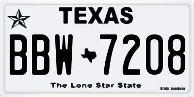 TX license plate BBW7208