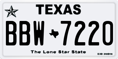 TX license plate BBW7220