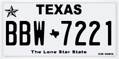 TX license plate BBW7221