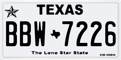 TX license plate BBW7226