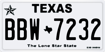 TX license plate BBW7232
