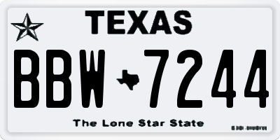 TX license plate BBW7244