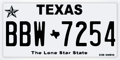 TX license plate BBW7254