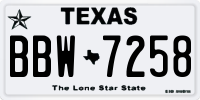 TX license plate BBW7258