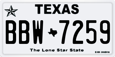 TX license plate BBW7259