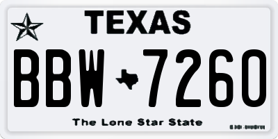 TX license plate BBW7260
