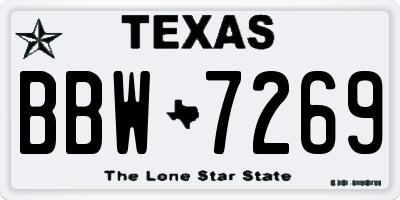 TX license plate BBW7269