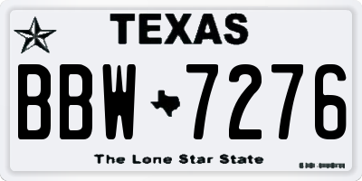 TX license plate BBW7276