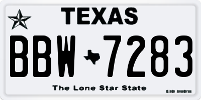 TX license plate BBW7283
