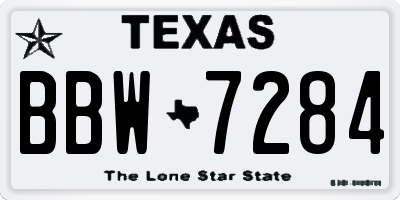 TX license plate BBW7284