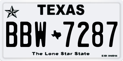 TX license plate BBW7287