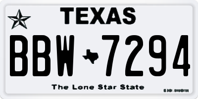 TX license plate BBW7294