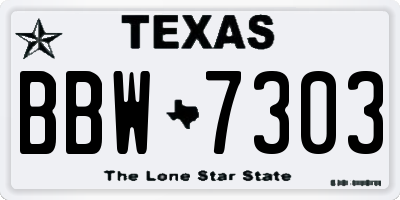 TX license plate BBW7303