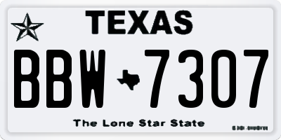 TX license plate BBW7307
