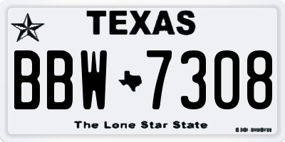 TX license plate BBW7308