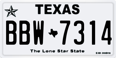 TX license plate BBW7314