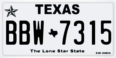 TX license plate BBW7315