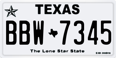 TX license plate BBW7345