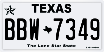 TX license plate BBW7349