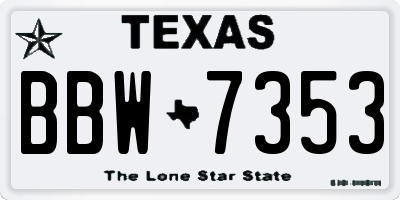 TX license plate BBW7353