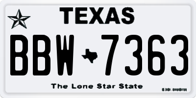 TX license plate BBW7363