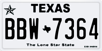 TX license plate BBW7364