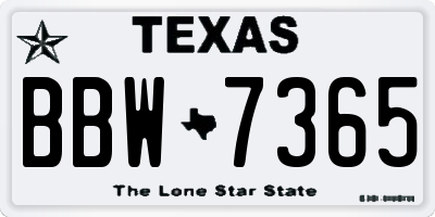 TX license plate BBW7365