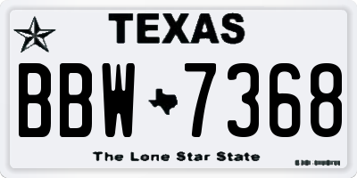 TX license plate BBW7368