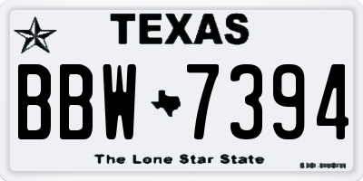 TX license plate BBW7394