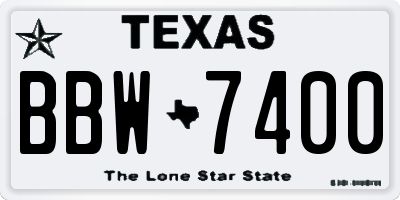 TX license plate BBW7400