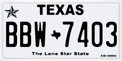 TX license plate BBW7403