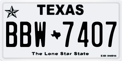 TX license plate BBW7407