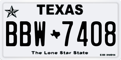 TX license plate BBW7408