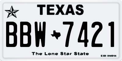 TX license plate BBW7421