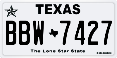 TX license plate BBW7427