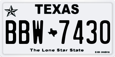 TX license plate BBW7430