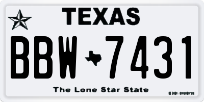 TX license plate BBW7431