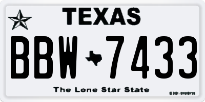 TX license plate BBW7433