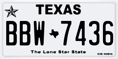 TX license plate BBW7436